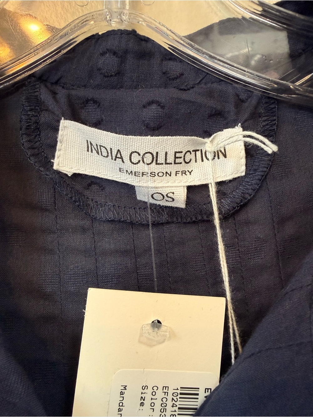 NWT Emerson Fry India Collection Maritime Swiss Dot Mandarin Collar Top - Picture 2 of 6